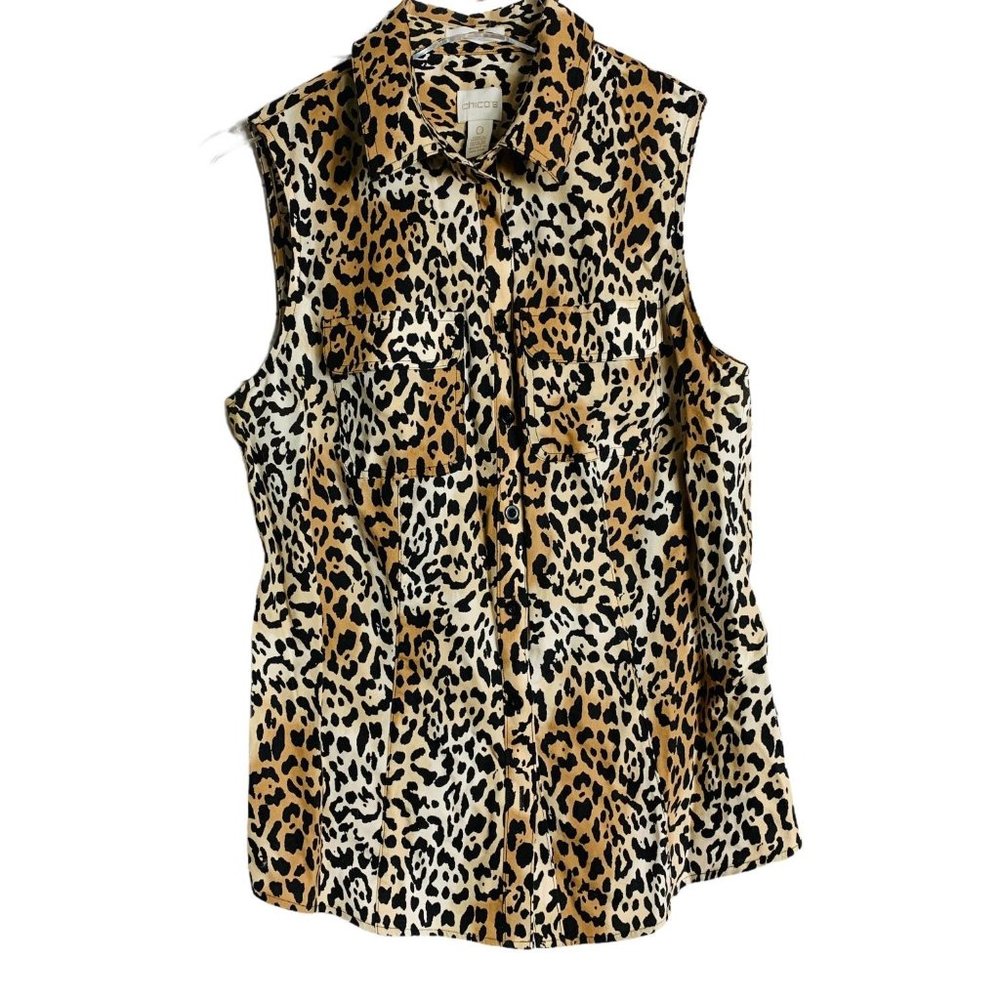 Chico’s Sleeveless Button Down  Sleeveless Top